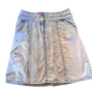 Vintage Christopher‎ & Banks Denim Skirt A-Line Colorful Buttons  Size 12
